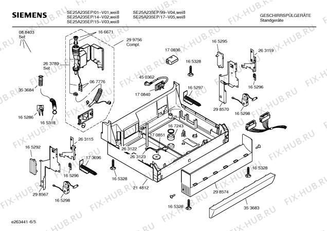 Взрыв-схема посудомоечной машины Siemens SE25A235EP - Схема узла 05