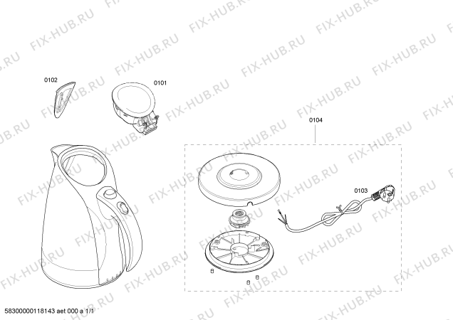Схема №1 TWK6031 private collection с изображением Соединительный кабель для чайника (термопота) Bosch 00613886