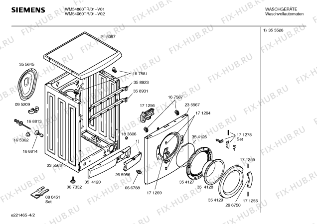 Схема №4 WM54060TR SIWAMAT XL540 с изображением Таблица программ для стиралки Siemens 00523948