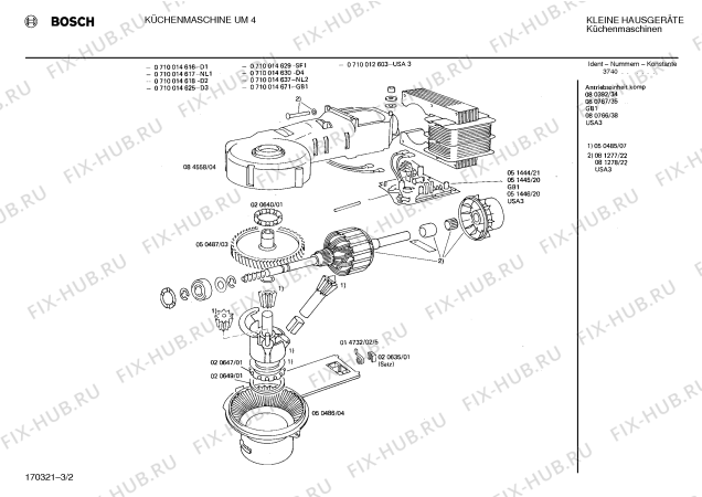 Взрыв-схема кухонного комбайна Bosch 0710014617 UM4 - Схема узла 02