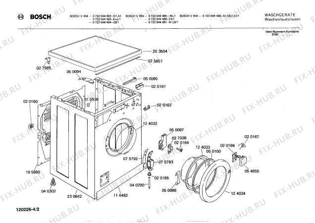 Взрыв-схема стиральной машины Bosch 0722044488 V454 - Схема узла 02
