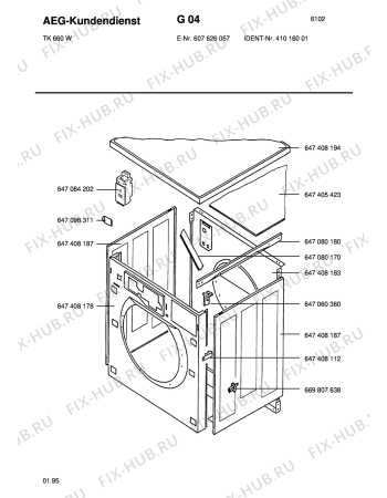Взрыв-схема стиральной машины Blomberg TK 660-W 410,160,01 - Схема узла Section1