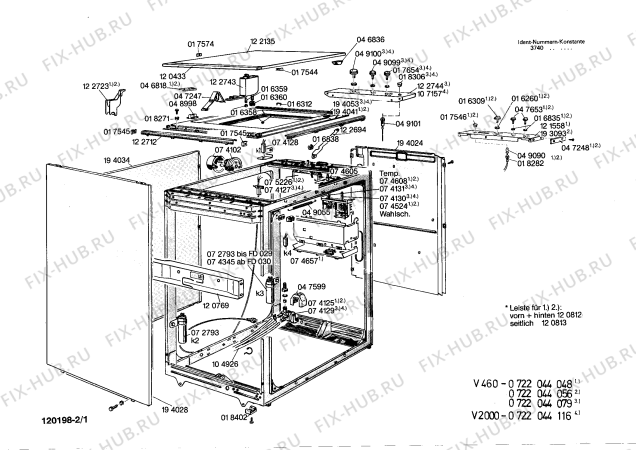 Схема №2 0722044079 V460 с изображением Шарнир для стиралки Bosch 00016310