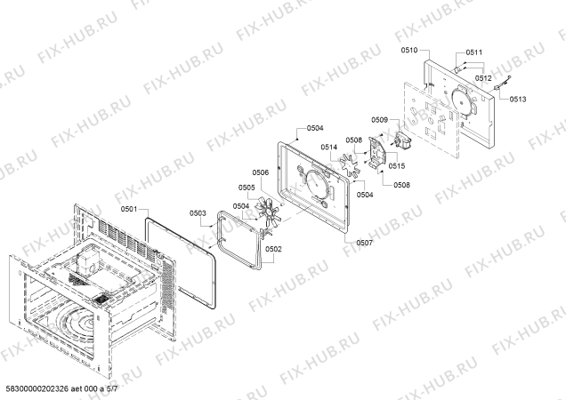 Взрыв-схема микроволновой печи Bosch HMC80152UC Bosch - Схема узла 05