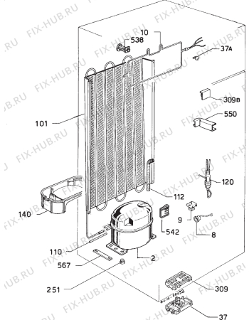 Взрыв-схема холодильника Faure FRD860 - Схема узла Refrigerator cooling system