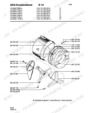 Взрыв-схема стиральной машины Aeg LAV6765 - Схема узла Tub and drum