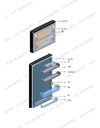Схема №3 WTM 450 R SS с изображением Ручка двери для холодильной камеры Whirlpool 482000094372