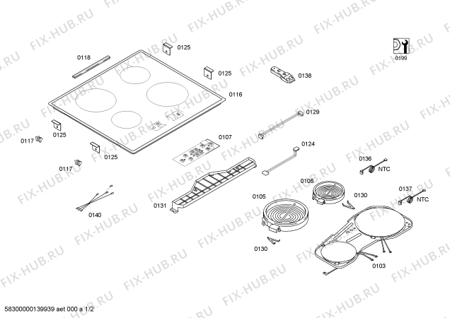 Схема №2 EI645EC11 с изображением Индукционная конфорка для духового шкафа Bosch 00670874