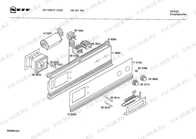 Взрыв-схема плиты (духовки) Neff 195301450 GB-1036.51HCSG - Схема узла 02