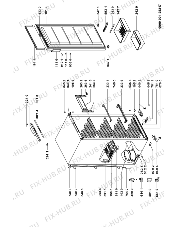 Схема №1 FRUE 2908A с изображением Часть корпуса для холодильника Whirlpool 481245228383