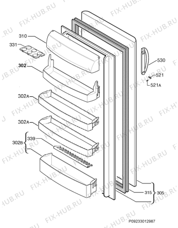 Взрыв-схема холодильника Zoppas PA271 - Схема узла Door 003