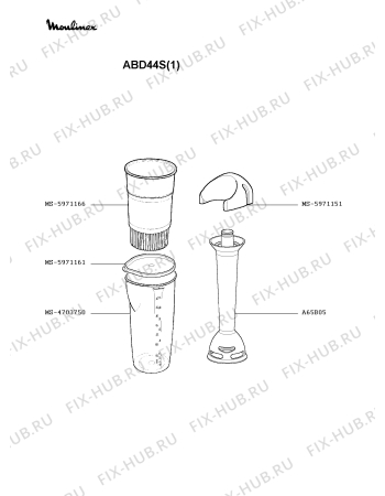Взрыв-схема блендера (миксера) Moulinex ABD44S(1) - Схема узла FP000836.7P2