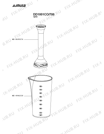Взрыв-схема блендера (миксера) Imusa DD1001CO/700 - Схема узла 0P004122.0P2