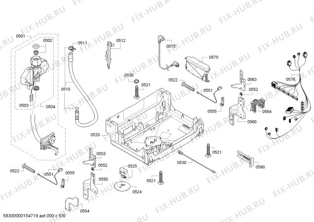 Взрыв-схема посудомоечной машины Bosch SMV50M40EU - Схема узла 05