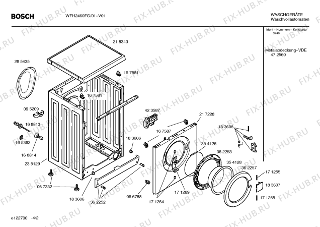 Схема №4 WFH2460FG WFH 2460 с изображением Инструкция по эксплуатации для стиралки Bosch 00591510