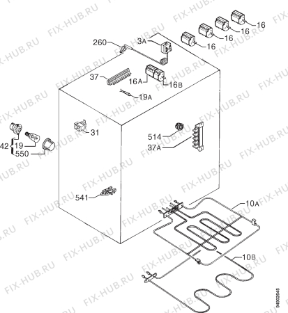 Взрыв-схема плиты (духовки) Zanussi ZHN724N - Схема узла Electrical equipment 268