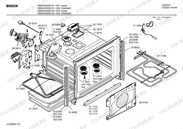 Взрыв-схема плиты (духовки) Bosch HBN6420SK - Схема узла 03