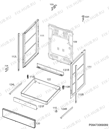 Взрыв-схема плиты (духовки) Electrolux EKK954506X - Схема узла Housing 001