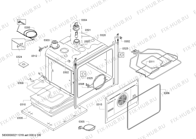 Взрыв-схема плиты (духовки) Bosch HBF534EB0Q - Схема узла 03