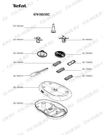 Взрыв-схема кухонного комбайна Tefal 676185/35C - Схема узла BP003521.9P2