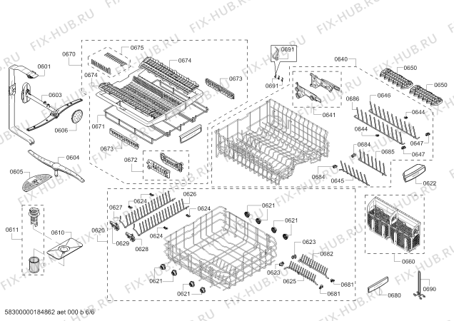 Взрыв-схема посудомоечной машины Bosch SHXN8U55UC SilencePlus 41dBA - Схема узла 06