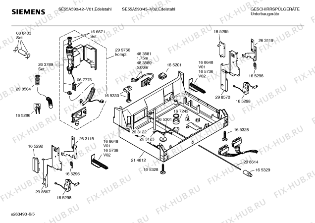 Взрыв-схема посудомоечной машины Siemens SE55A590EU - Схема узла 05