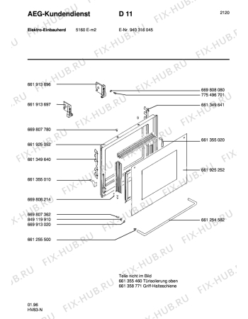 Взрыв-схема плиты (духовки) Aeg 5160E-M - Схема узла Section2