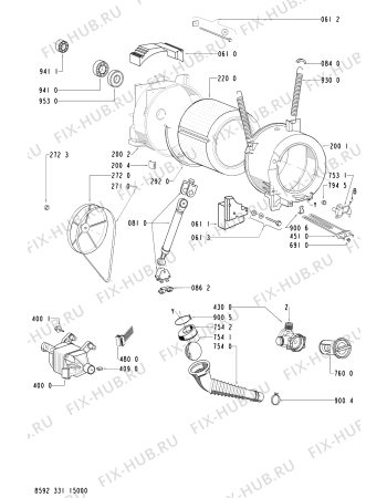 Взрыв-схема стиральной машины Whirlpool AWOD4305 (F091435) - Схема узла