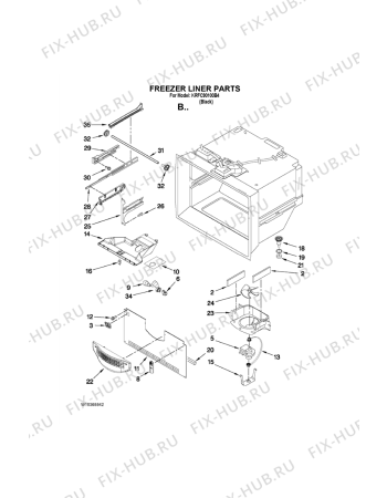 Схема №8 KRFC - 9010  B с изображением Дверка для холодильной камеры Whirlpool 482000021644