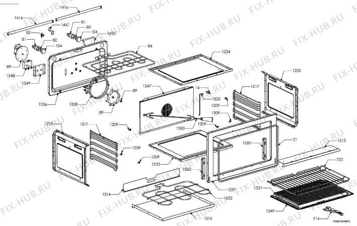 Взрыв-схема плиты (духовки) Electrolux EKM90710X - Схема узла Section 5