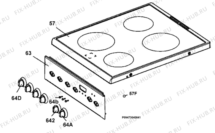 Взрыв-схема плиты (духовки) Electrolux EKC513507W - Схема узла Section 4