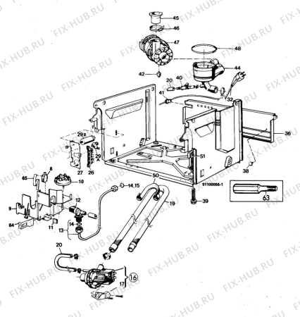 Взрыв-схема посудомоечной машины Electrolux ESF641-2 - Схема узла W10 Water details  E