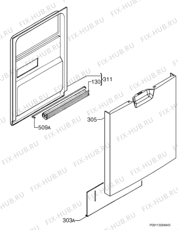 Взрыв-схема посудомоечной машины Aeg Electrolux F77402MOP - Схема узла Door 003