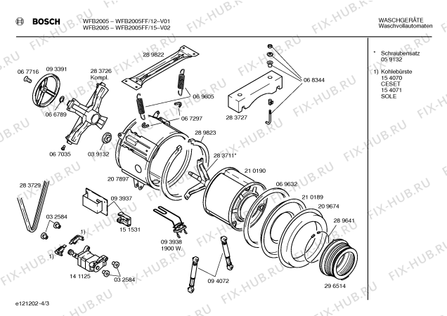 Схема №4 WFB1605DD с изображением Инструкция по эксплуатации для стиралки Bosch 00520146