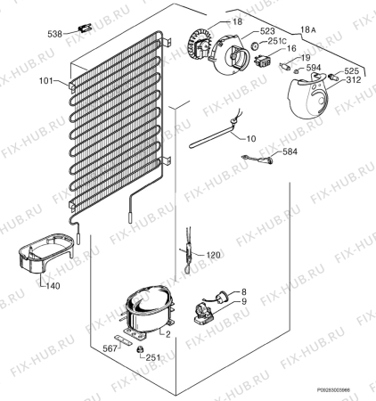 Взрыв-схема холодильника Arthurmartinelux AR8758B - Схема узла Cooling system 017