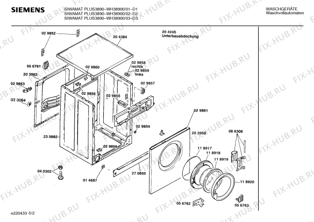 Взрыв-схема стиральной машины Siemens WH38900 SIWAMAT PLUS 3890 - Схема узла 02