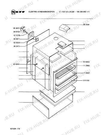 Взрыв-схема плиты (духовки) Neff 195305802 F-1037.53LRCSM - Схема узла 06