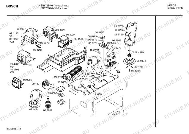 Взрыв-схема плиты (духовки) Bosch HEN876B - Схема узла 03