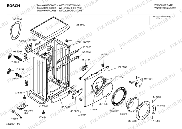 Взрыв-схема стиральной машины Bosch WFC2065BY Maxx 40 WFC 2065 - Схема узла 02