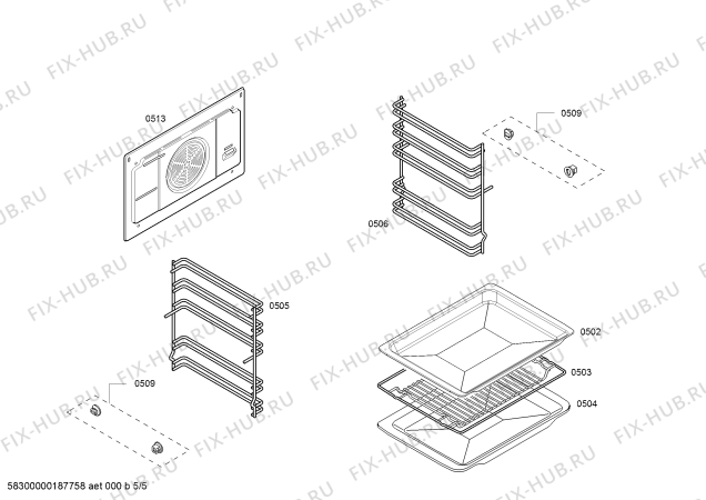 Схема №5 HB23AB523W H.SE.NP.L2D.IN.GLASS.S2/.X.E0_C/// с изображением Часы для электропечи Siemens 00650372