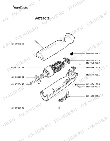 Взрыв-схема блендера (миксера) Moulinex A0724C(1) - Схема узла 6P000817.8P2