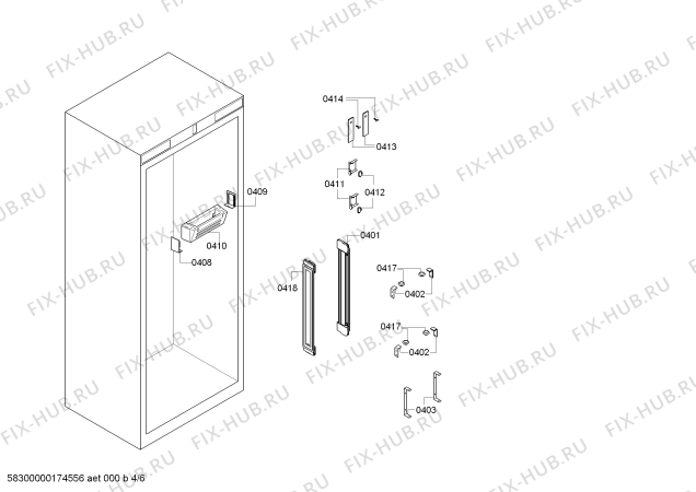 Взрыв-схема холодильника Gaggenau RC472301 - Схема узла 04