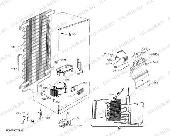 Взрыв-схема холодильника Aeg SCE81836TS - Схема узла Cooling system 017