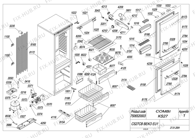 Схема №2 BEKO CS27CA (7506520002) с изображением Электрокомпрессор для холодильной камеры Beko 5066210241