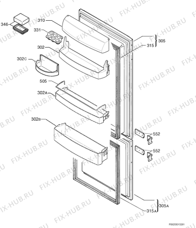 Взрыв-схема холодильника Juno Electrolux JKG8498 - Схема узла Door 003