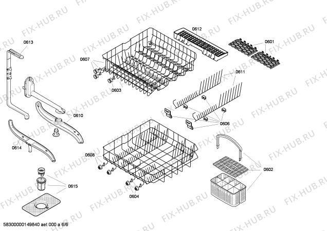 Взрыв-схема посудомоечной машины Bosch SGU55E85EU - Схема узла 06