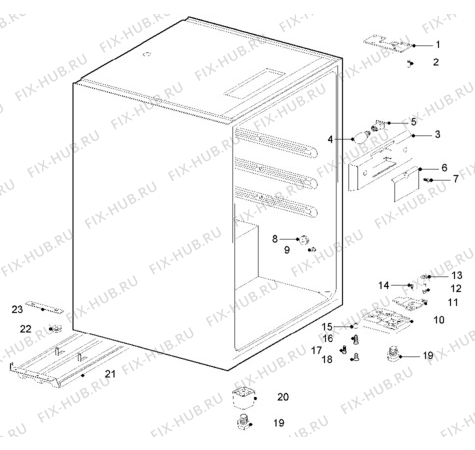 Взрыв-схема холодильника Zanussi ZFT43L - Схема узла Cabinet + armatures