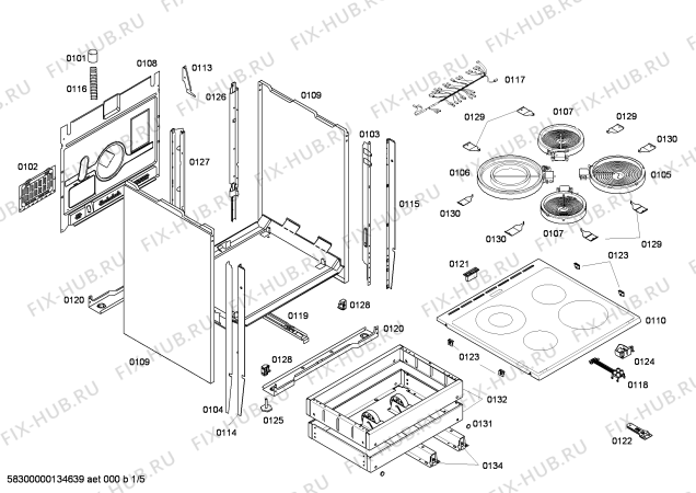 Схема №5 HL423210S с изображением Стеклокерамика для электропечи Siemens 00681946