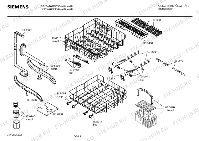 Взрыв-схема посудомоечной машины Siemens SE25A269EX - Схема узла 06
