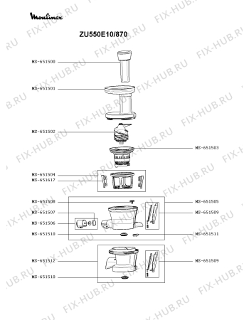 Схема №2 ZU550E10/870 с изображением Прокладка для электросоковыжималки Moulinex MS-651511